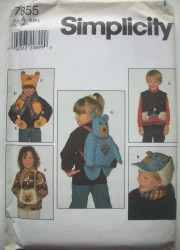 7855 SIMPLICITY CHILDREN VEST, HATS, SCARF, MUFF, MITTS, BACKPACK PATTERN UNCUT